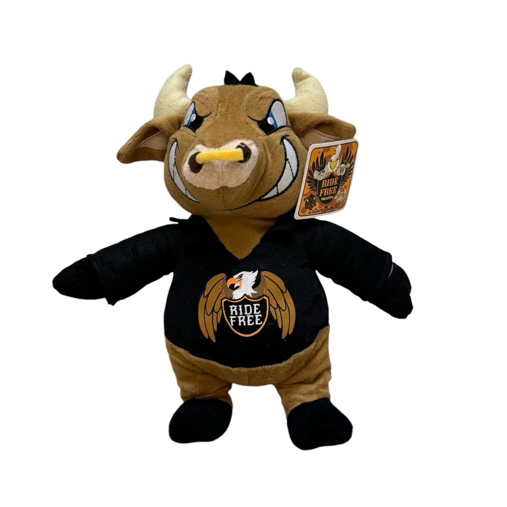 Kelly Toy Ride Free Biker Bull Plush Stuffed Animal 12” with Tags
